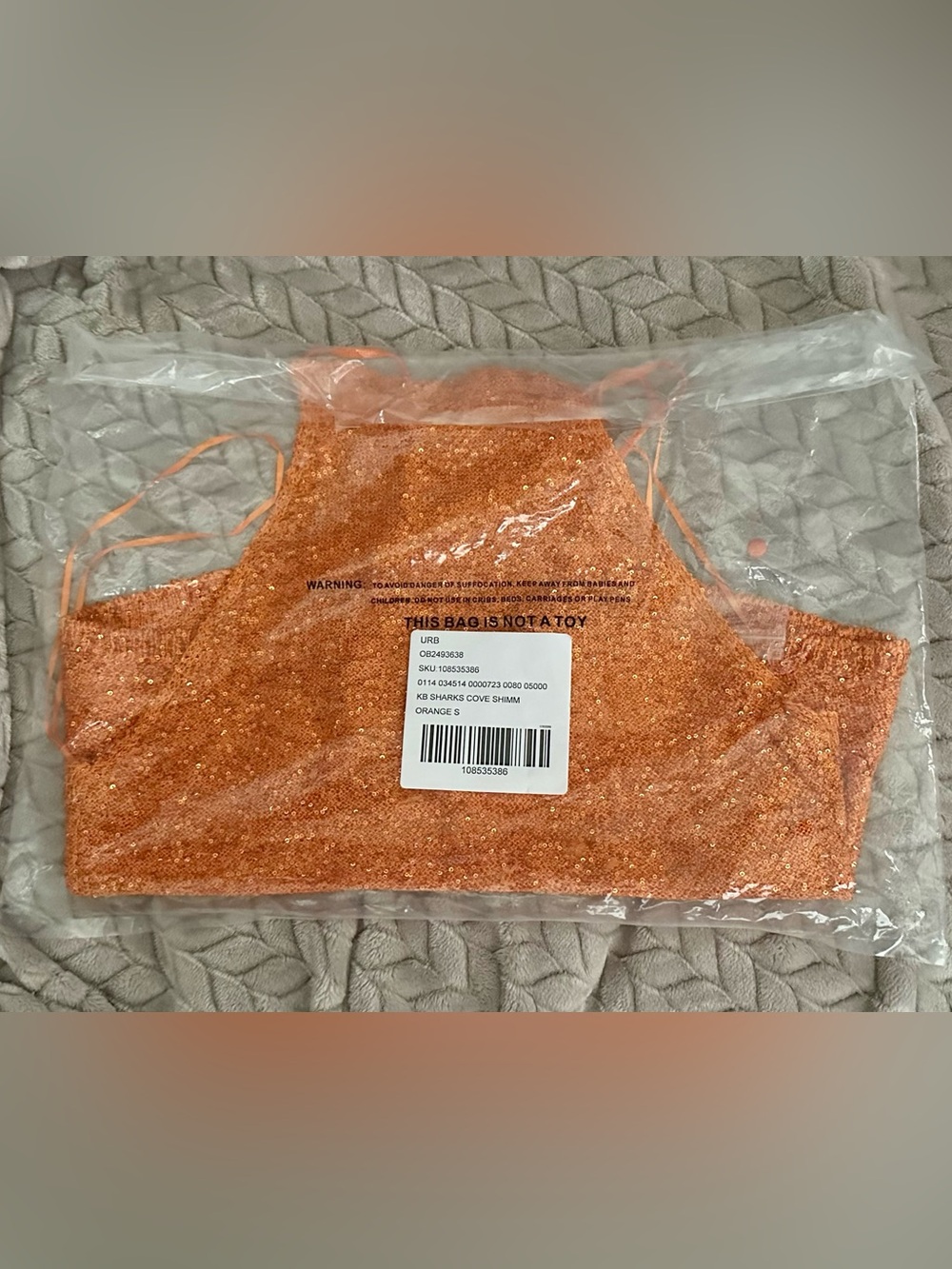 NWT Kimchi Blue Seashore Shimmer Knit Halter Neck Top Style 108534918 Orange S M - Picture 5 of 8